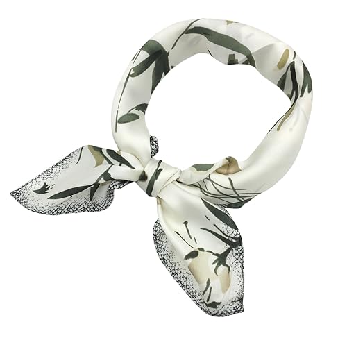 Scarves Short Skinny Neck Scarf Mustard Floral Ponytail Hair Head
