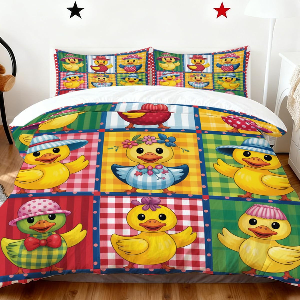 BlessLiving Duvet Cover Set, Yellow Duck, Double — image 1