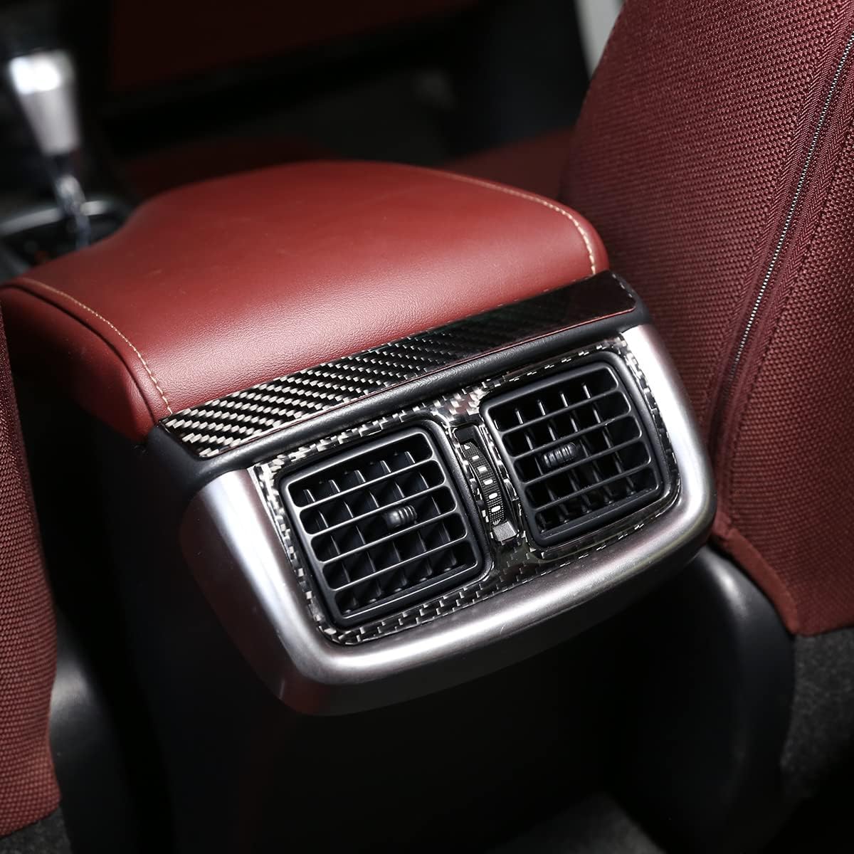 for Toyota Hilux 2015-2021 Real Carbon Fiber (Soft) Interior Accessories Car Back Row Air Outlet Panel Decorative Sticker Protective