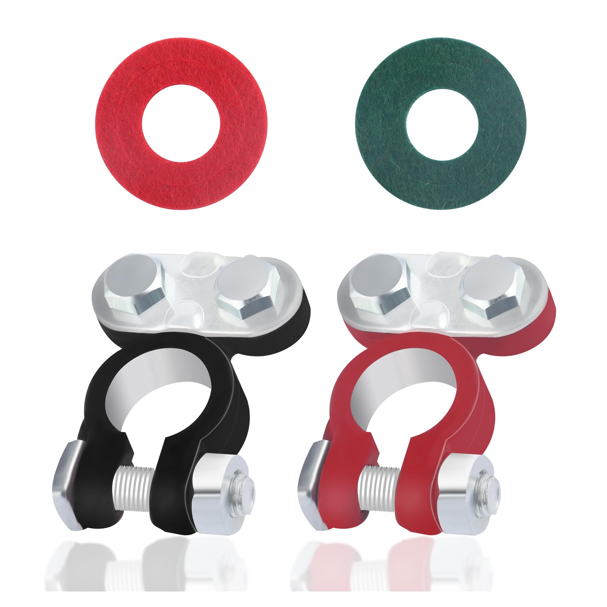 carleef 2PCS Adjustable Car Battery Terminal Connectors,Galvanized Negative/Positive Battery Terminal with Insulating Pad,Universal Automotive Replacement Battery Terminals & Ends