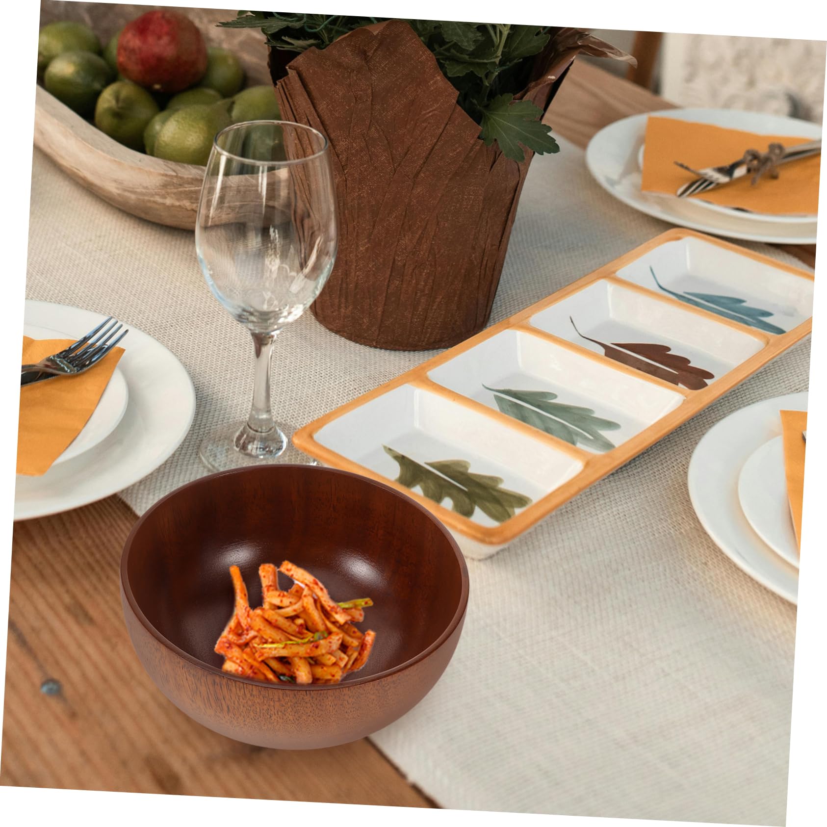 PRETYZOOM 5piezas Tazón De Madera Natural Para Ensaladas y Recipiente De Madera De Acacia Para Restaurantes y Doméstico