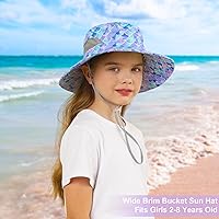 Vista 2 de Sombrero de sol para niñas de 2 a 8 años de malla con protección UV, sombrero de playa plegable para niñas de 2 a 8 años