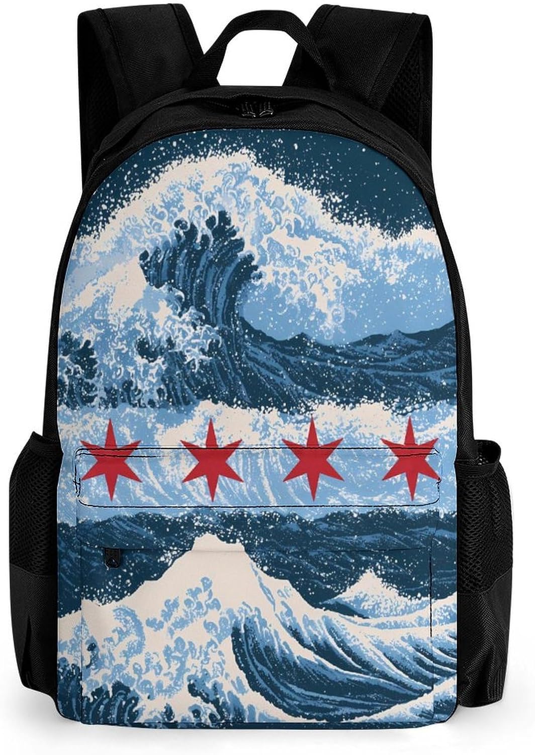 ChicagoFlag Waves Backpack Lightweight Backpacks Work Bag