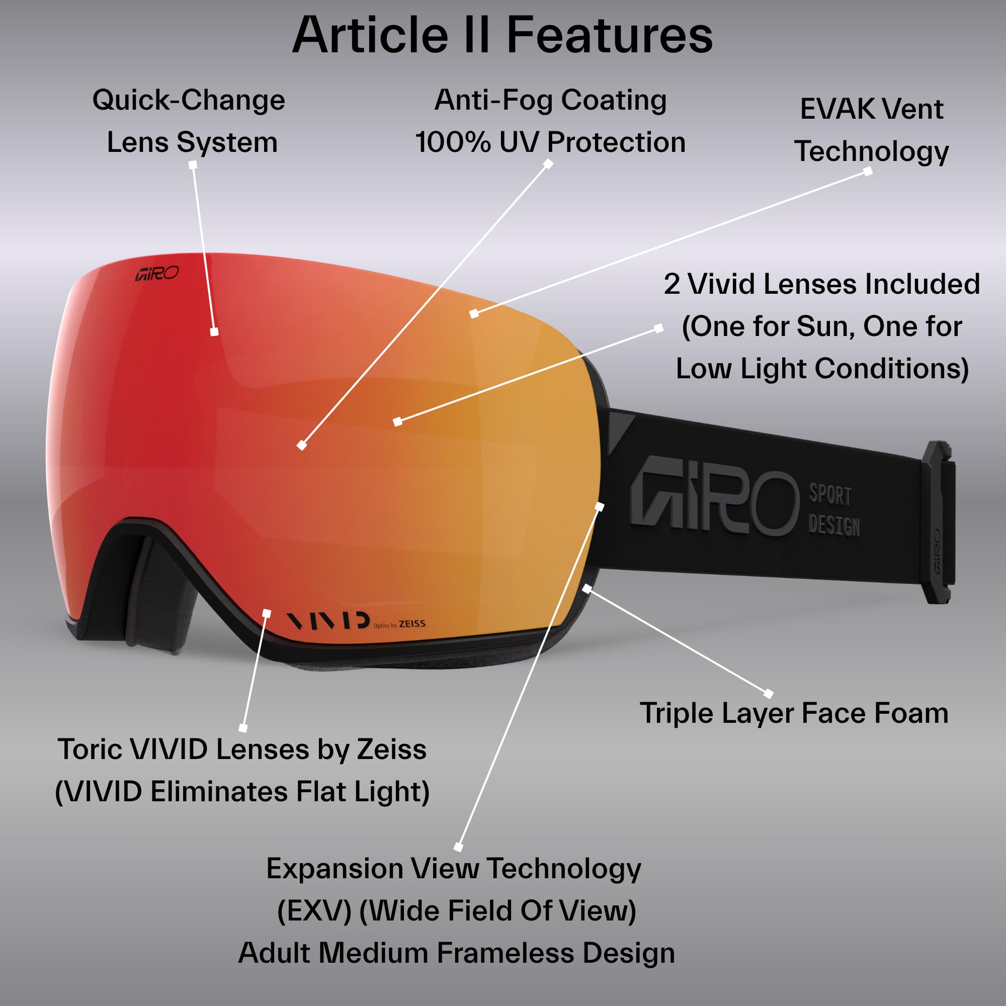 Giro Article II Ski Goggles - Snowboard Goggles for Men, Women