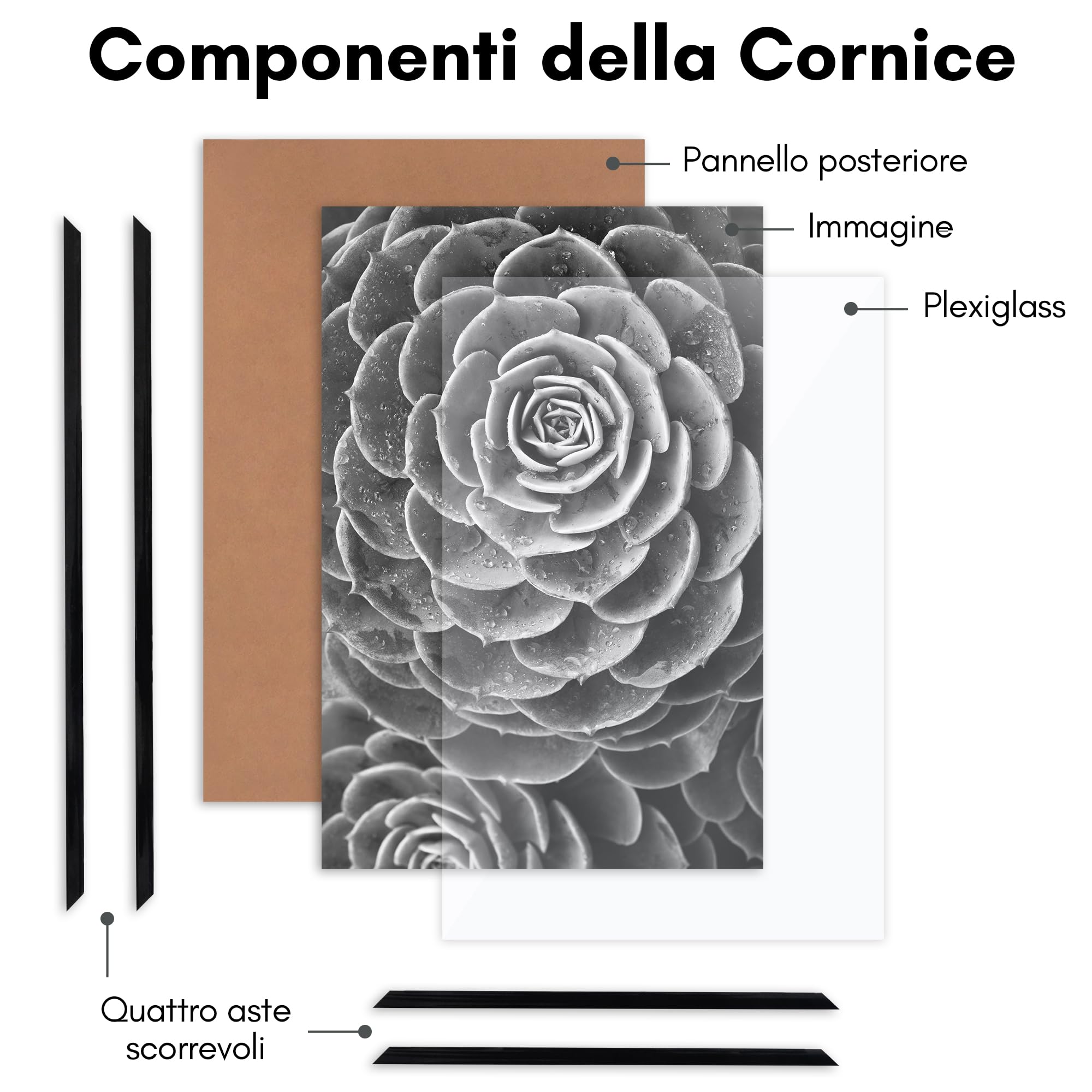 Americanflat Cornice 30x45 cm Nere - Set di 3 Cornici 45x30 cm per Foto con Bordo Sottile Nero e Pannello Protettivo in Plastica - con Ganci Integrati sul Retro per Appenderle
