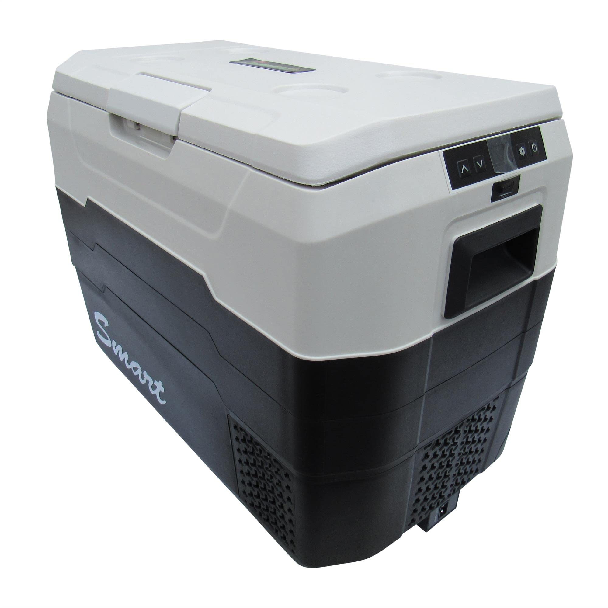 SecureFix Direct Portable Compressor Fridge Freezer 40L (Camping 12V 24V 240V Cool Box Campervan Caravan RV), Black and White