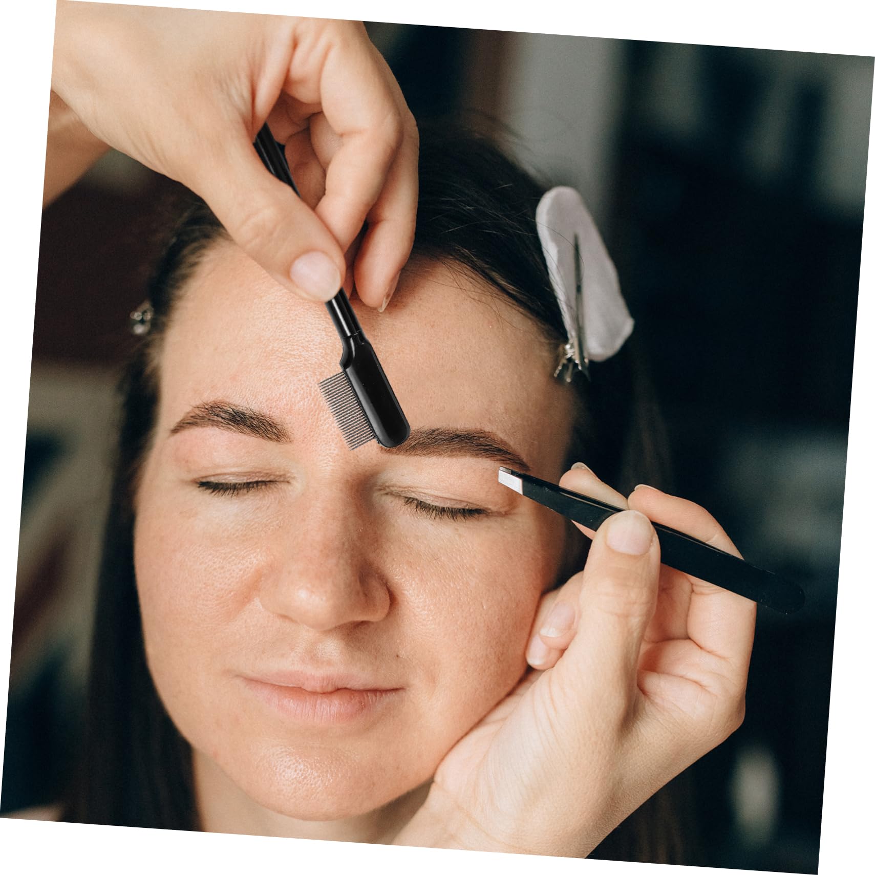 Housoutil 2 Sets Compact Stencil Kit Brow Brush Eyebrows Brush Perfect Makeup Tool for Travel Home Use