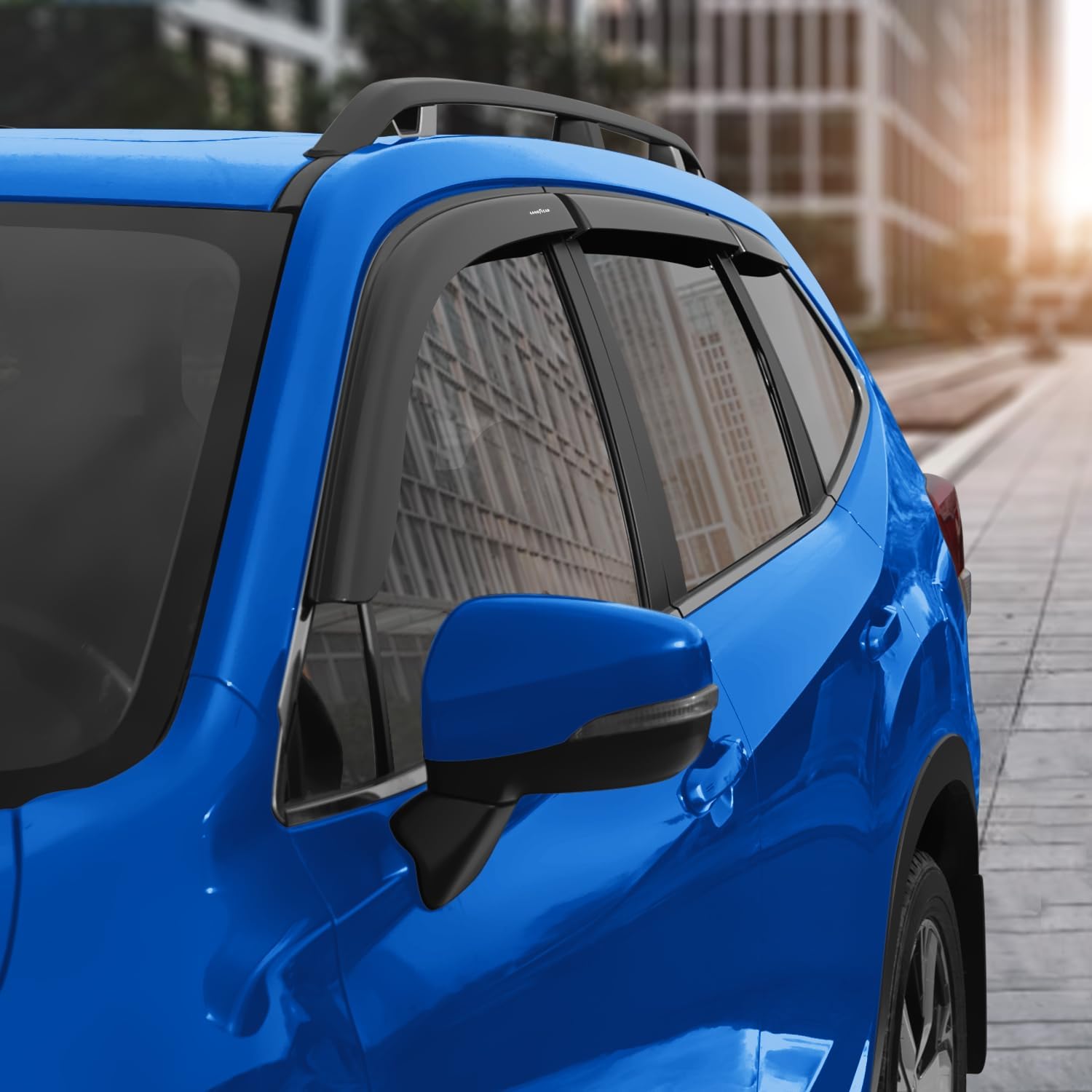 Goodyear Shatterproof Window Deflectors for Subaru Forester 2019-2024 Limited, Touring Tape-on Rain Guards, Window Visors, Vent Deflector Visor, Car Accessories,6 pcs. - GY008867