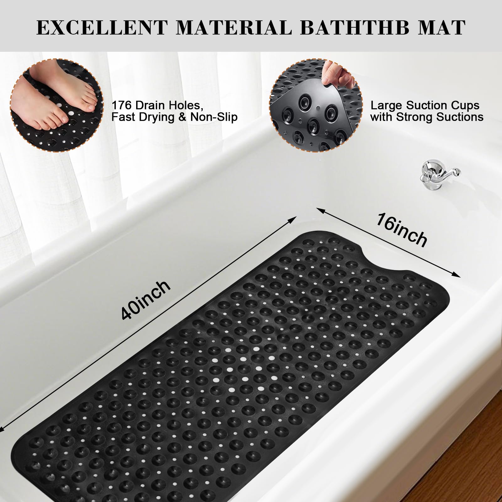 Juego de accesorios de baño negro, 23 piezas de accesorios de baño completo con alfombrilla de bañera, juego de cortina de ducha con ganchos, dispensador de jabón, soporte para cepillos de 3