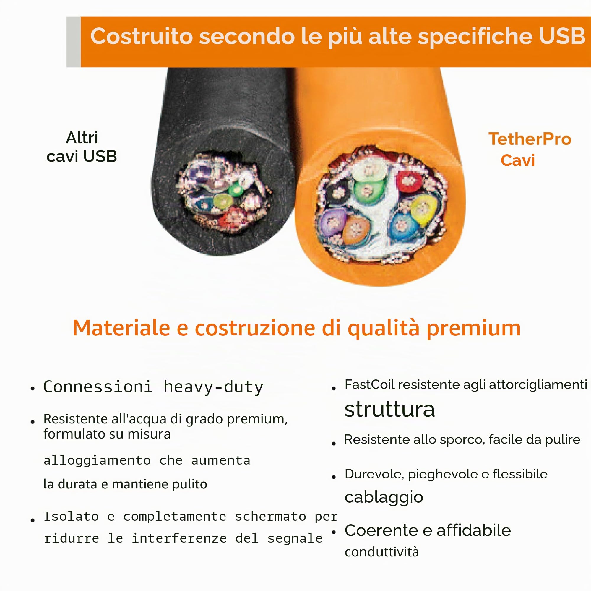 Tether Tools TetherBoost Pro USB-C Core Controller Extension Cable – Prolunga per cavo USB-C (arancione)