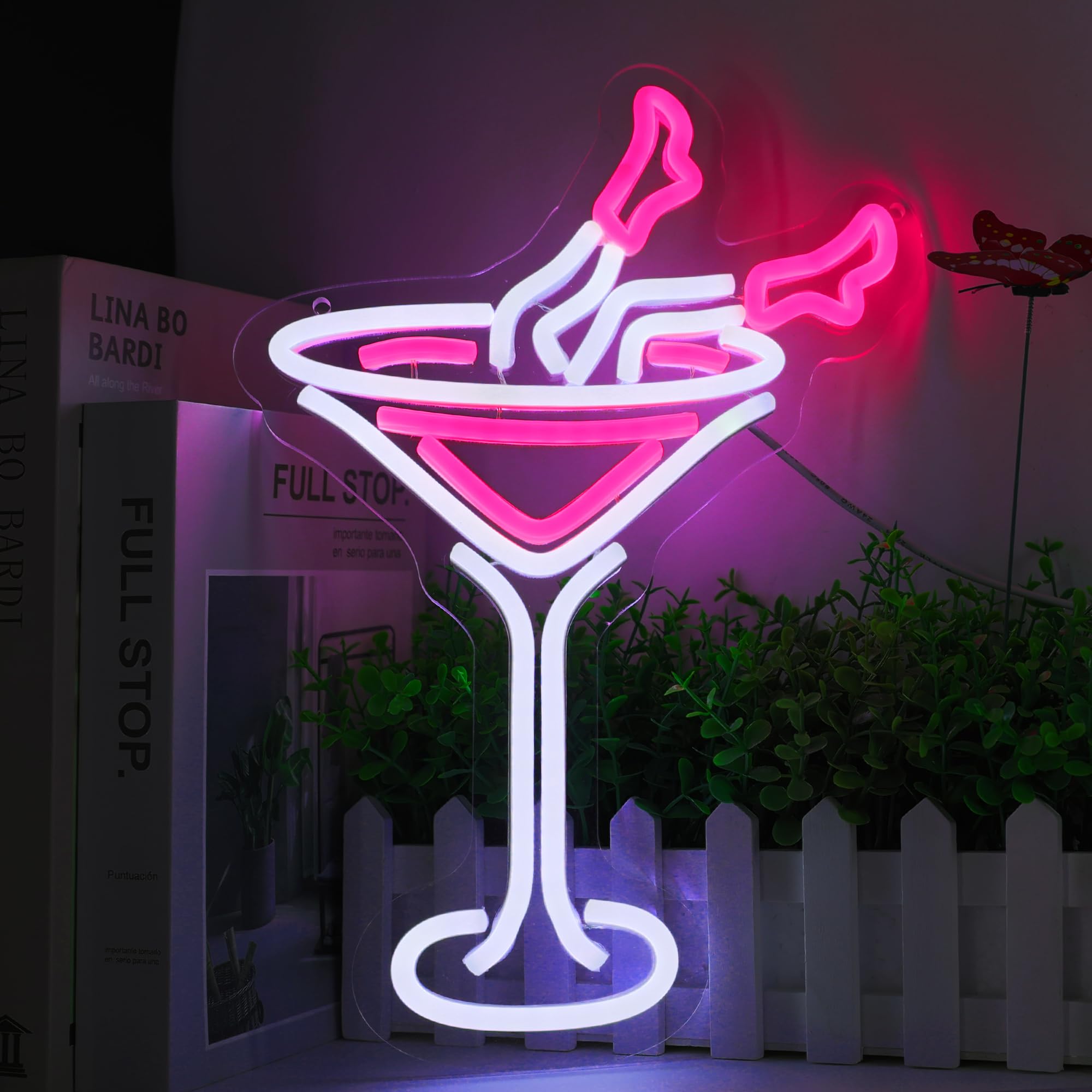 WIOSOUL Beer Neon Sign LED Bar Neon Light Sign Pink Women Cocktail Neon Signs USB Neon Lights for Home Bar, Man Cave, Cocktail Party, Weddings, Club