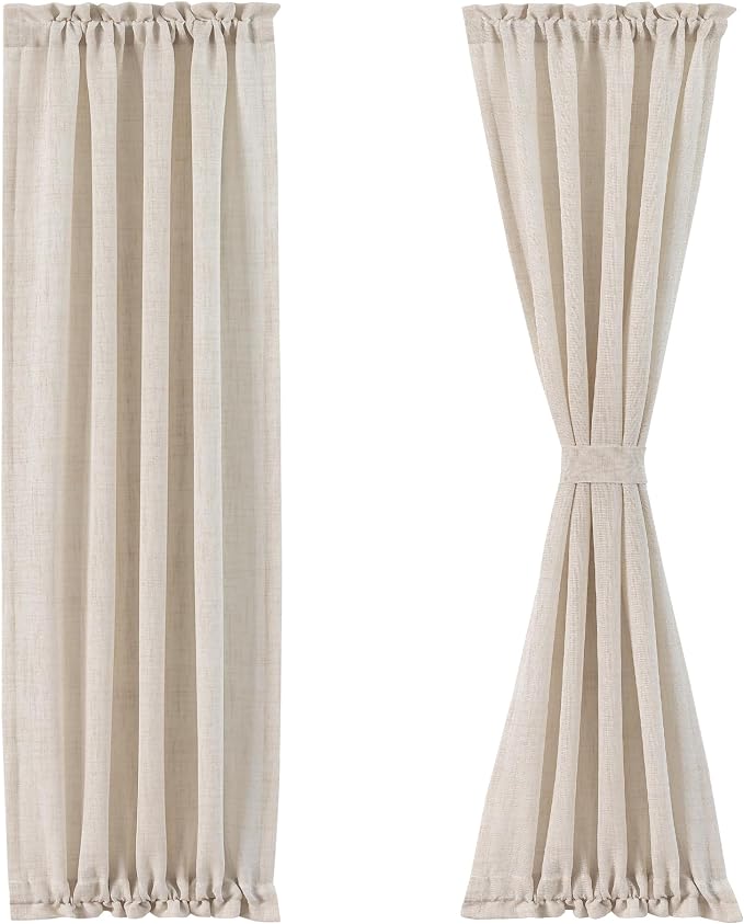 FMFUNCTEX Natural Sheer Door Curtains 25x72 Inch 2 Panels