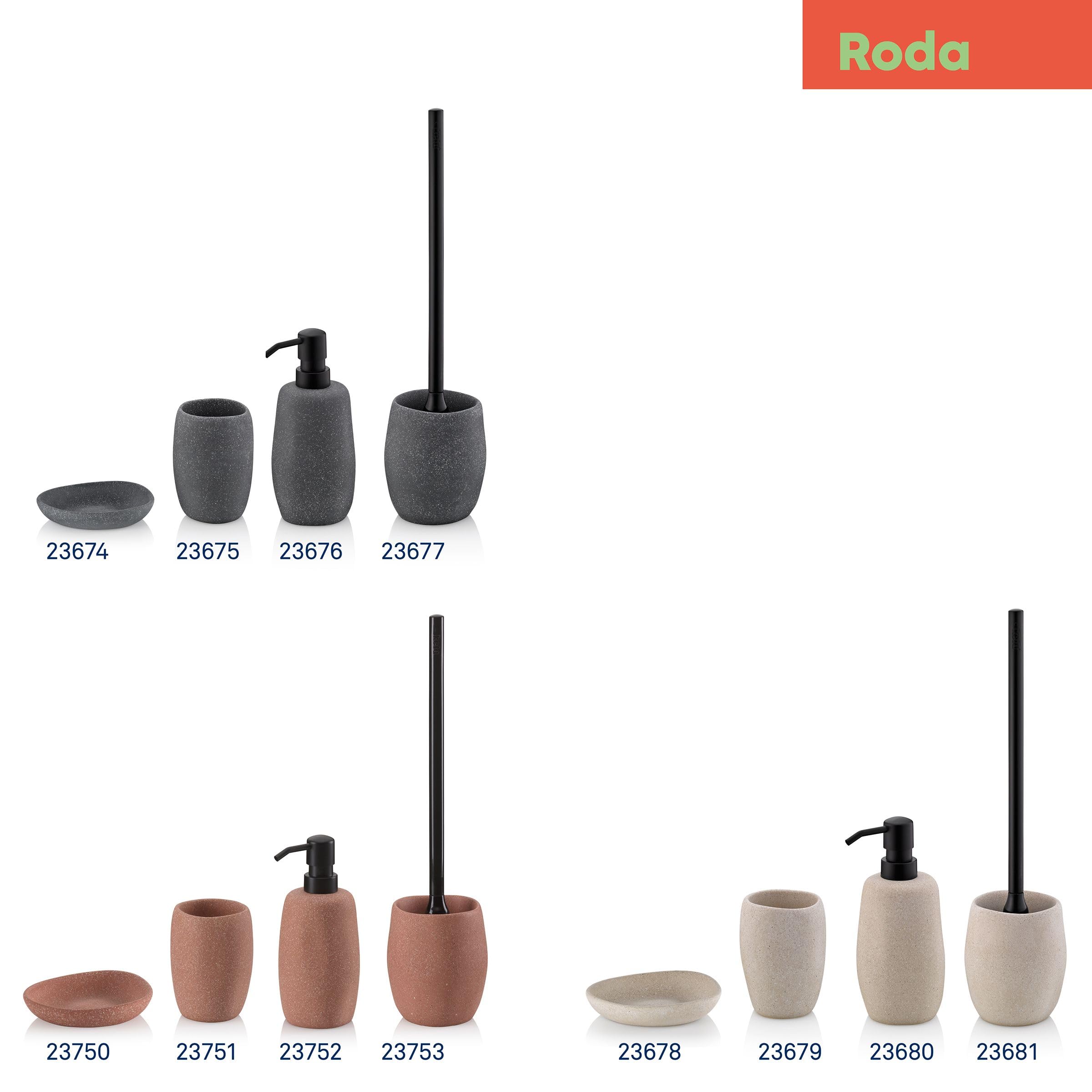 kela Badset Roda, 3-teilig, Zement, grau, 2x Becher, 1x Seifenspender 200 ml, 390239