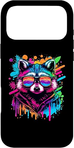 Miniatura 22 de Rainbow Raccoon Sunglasses Vaporwave Synthwave Retrowave Case for iPhone 17 Pro