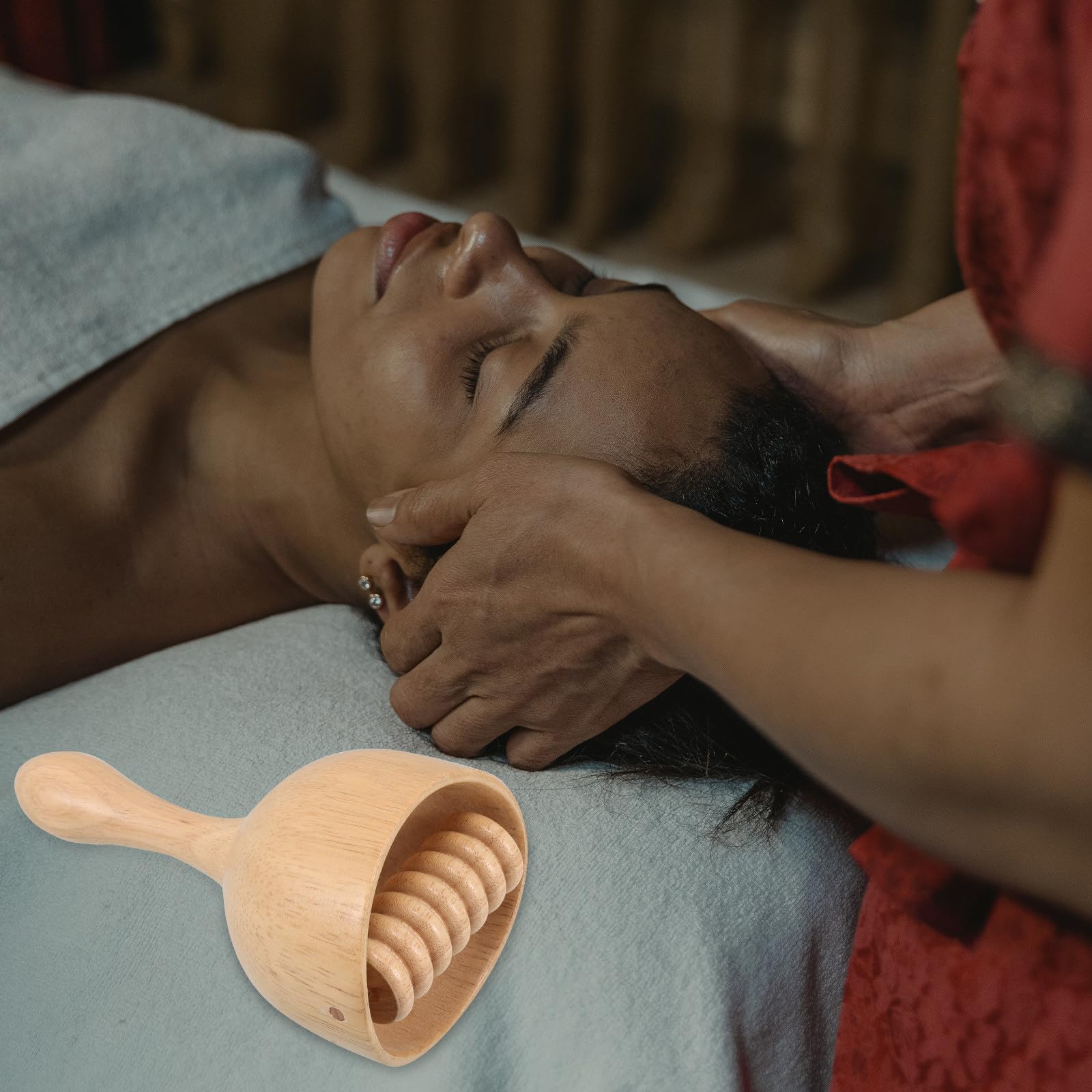 PATKAW Drewniana Bańka Do Masażu Ciała z Rolką Ergonomiczny Masażer Ręczny z Drewna Szwedzkiego Do Modelowania Sylwetki i Drenażu Limfatycznego Bezpieczne Narzędzie dla Relaksu Mięśni