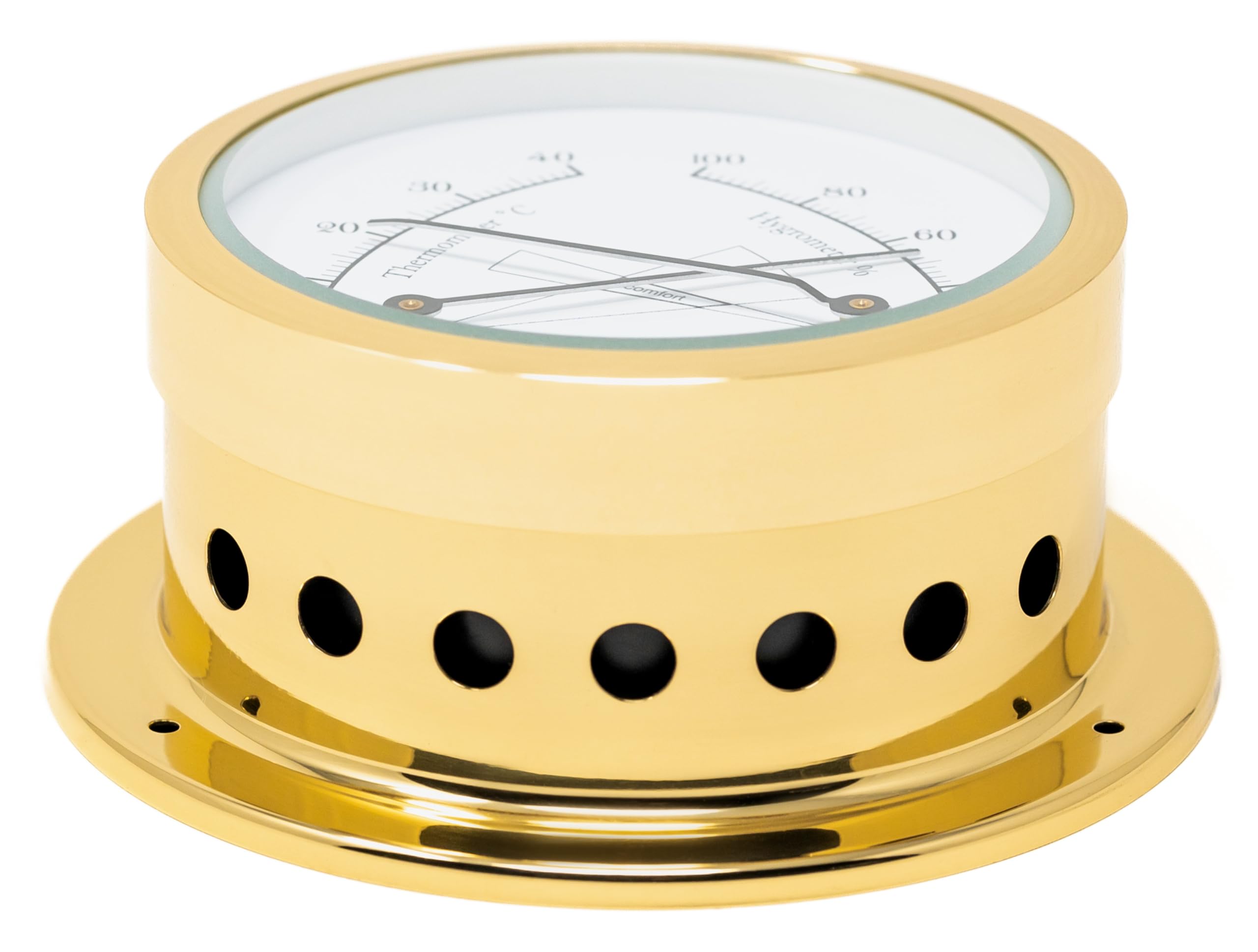 BARIGO 1190MS STAR Termoigrometro – Diametro 11 cm – con cassa in ottone lucido – Made in Germany