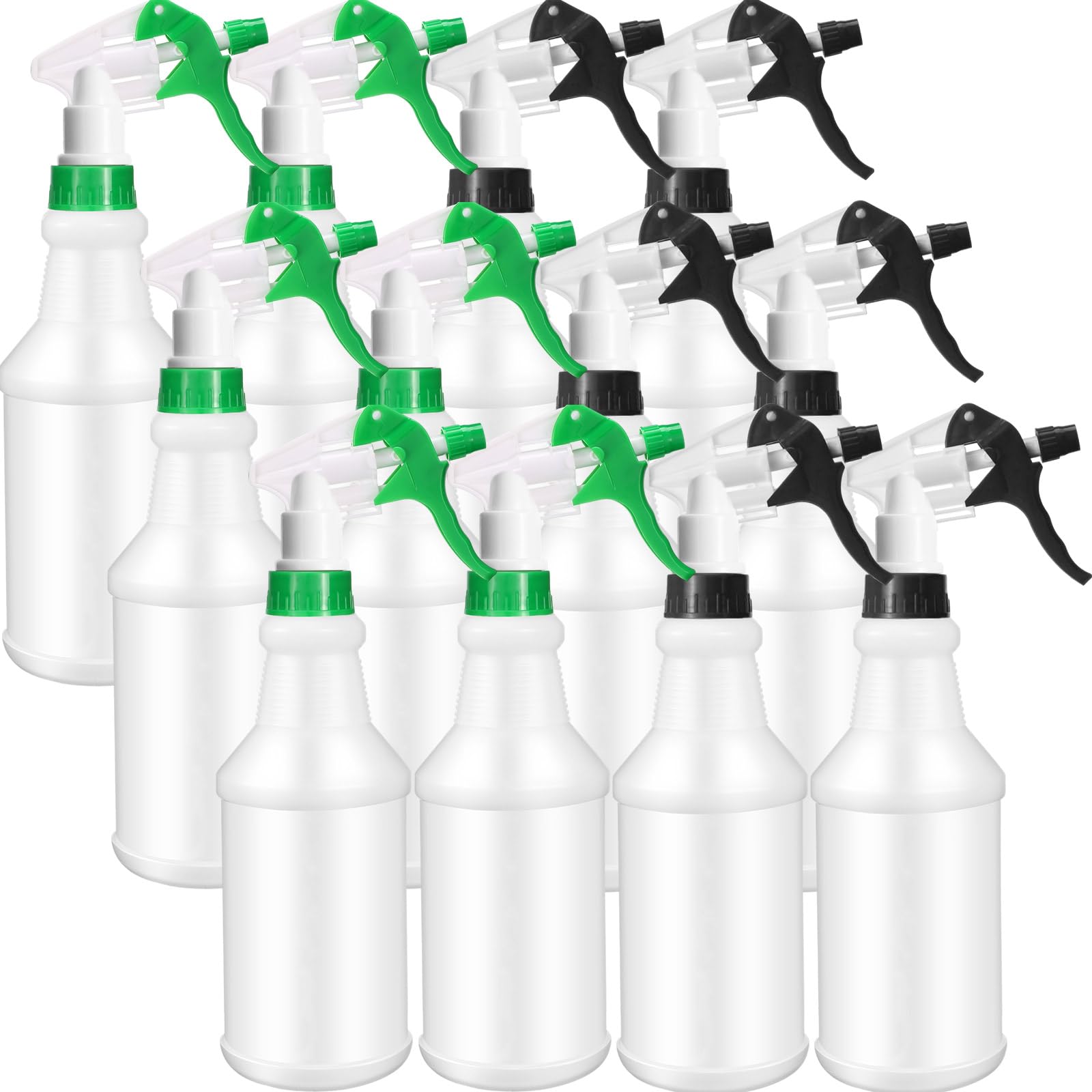Eccliy 12 Pcs 16 Oz Plastic Spray Bottle, Adjustable Empty Reusable Sprayer for Cleaning, Planting, Water, Bathroom and Kitchen, BBQ, Commercial and