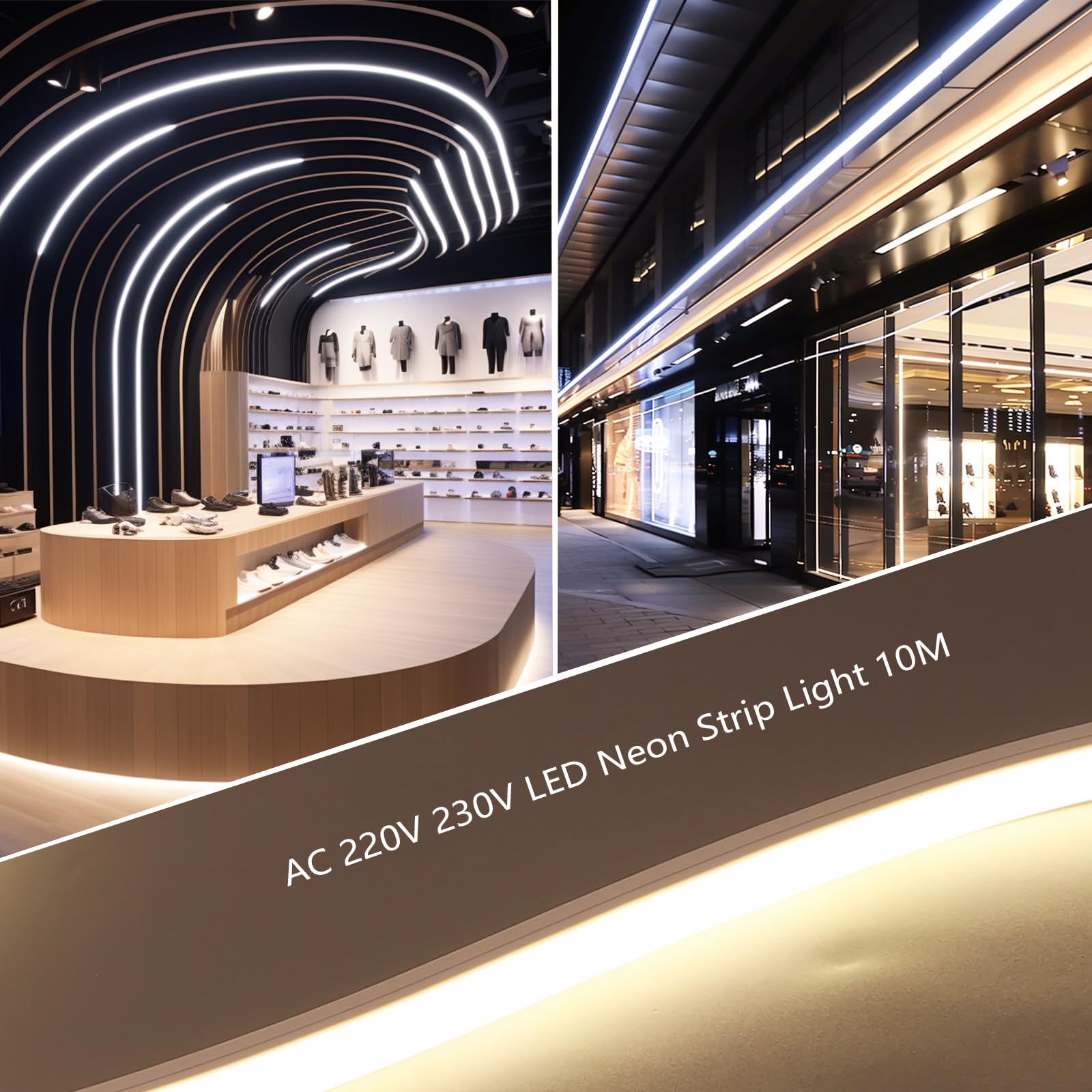 BENLUN Ruban LED Neon Exterieur Etanche 230V 10m Sans Transformateur | 3000K Blanc Chaud Bande LED Néon Flexible 10W/m 900lm/m pour Chambre, Salon, Cour Décoration, Pergola
