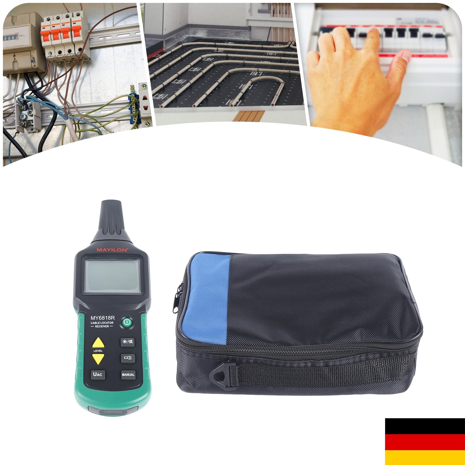 Detektor kabli, wysoka dokładność, z latarką, automatyczny tryb testowy, tester napięcia AC DC, przenośny, dla elektryków, do instalacji budowlanych, konserwacji