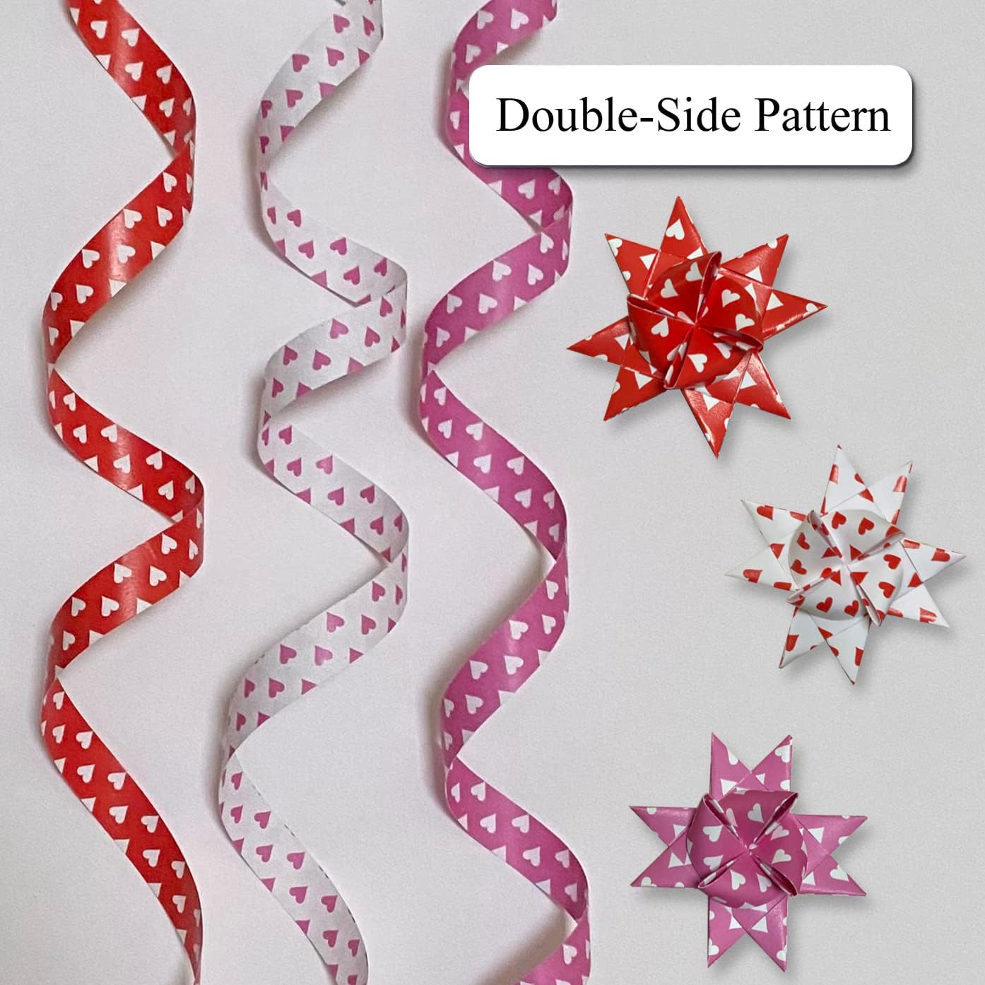 Patterned Paper Strips for Weaving Projects. Paper Strips for Moravian Stars, German Stars and Froebel Stars. 50 strips per pack (Hearts 1/2 x 19 inch)