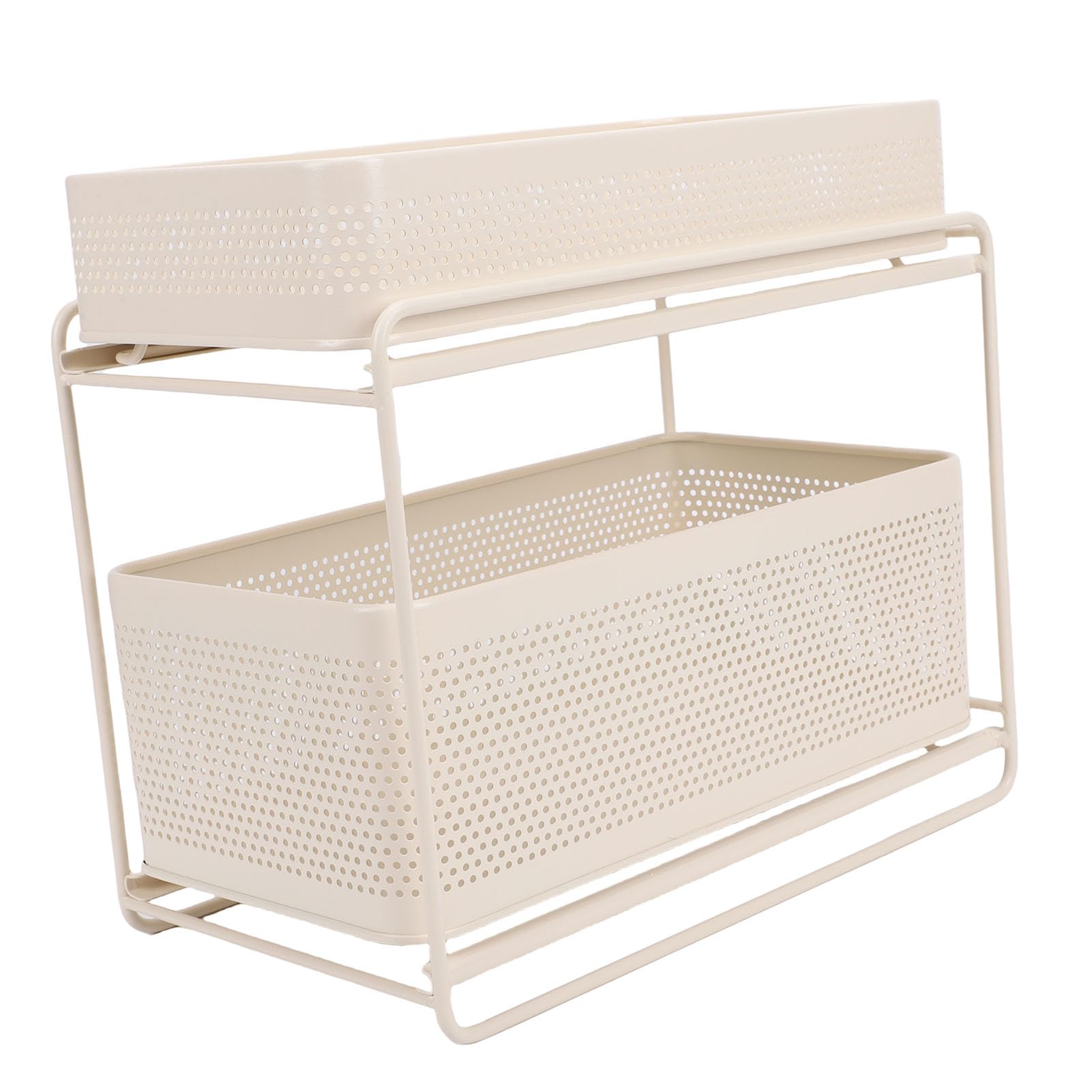 Alomejor 2-stufiger Ausziehbarer Organizer Unter der Spüle, Gewürzregal aus Rostfreiem Stahl für Platzsparende Küche, Ausziehbares Schrankregal für Schmale Schränke, 35,6 X 31,8 X 20,1 Cm