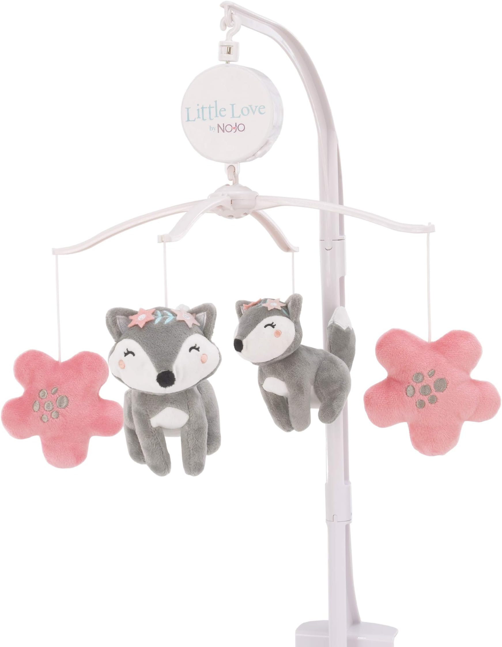 Little Love by NoJo Desert Flower - Fox and Flowers Pink and Grey Musical Mobile