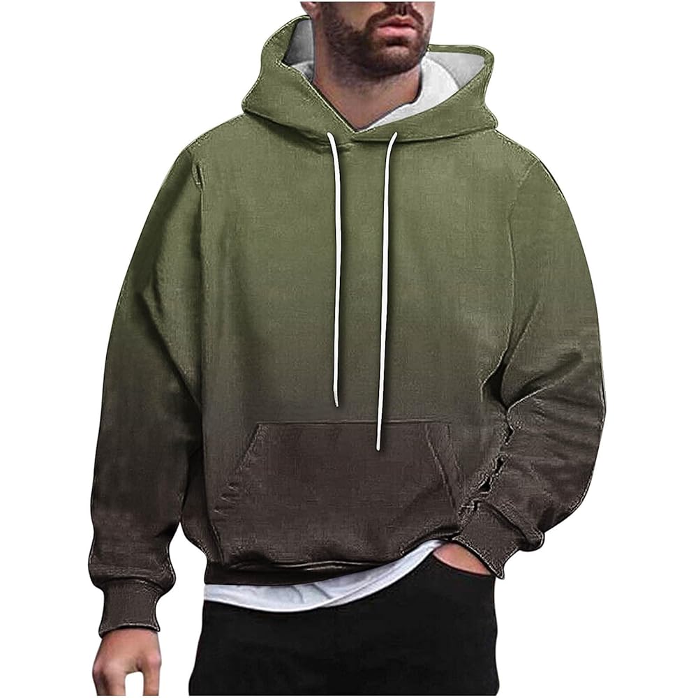 Gradient Color Hooded Sweatshirt for Men Long Sleeve