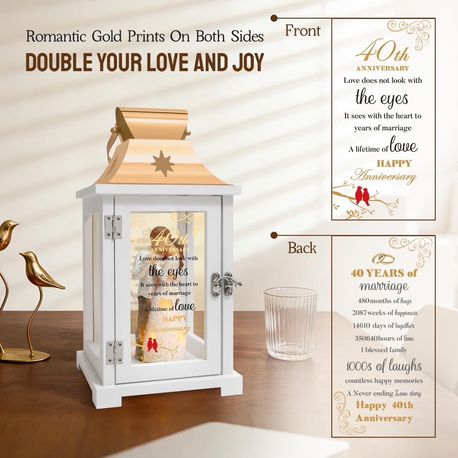 best 40th anniversary wedding gifts for couple wife, parents husband 40th wedding anniversary lantern, ruby 40 years of marriage for couple, wife, her, unique 40th wedding anniversary gift ideas