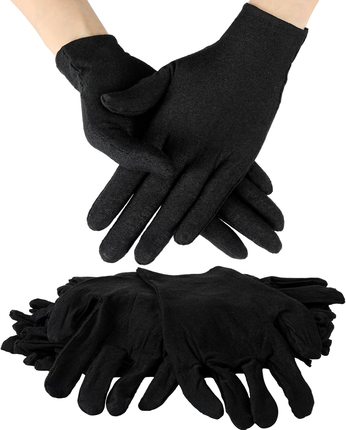 SATINIOR 60 Pcs Cotton Glove Stretchy Work Glove Reusable Mitten for Men Women Hand Dry Art Coin Handling Jewelry (Black,XL)