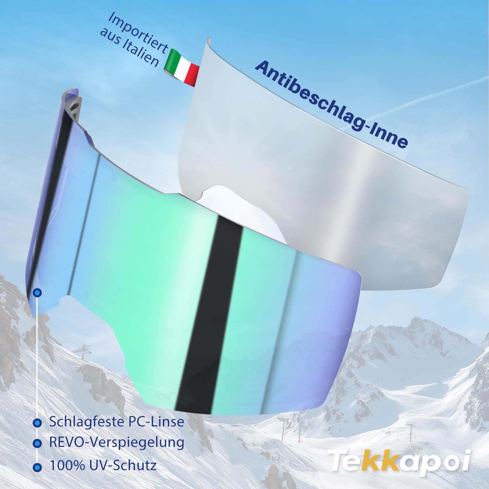 Lunettes de ski magnétiques pour adultes OTG – Double lentille antibuée UV400 compatibles avec casque, système de lentilles magnétiques Ski Snowboard (Noir/Vert)