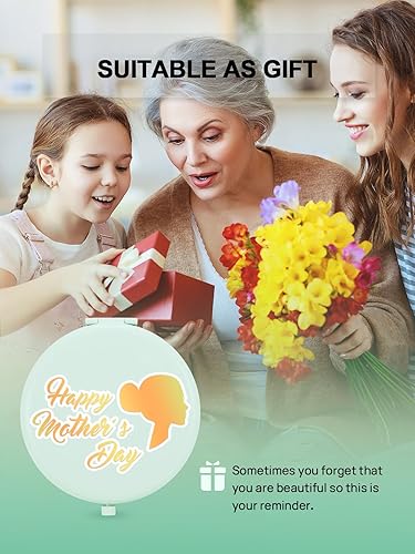 Miniatura 6 de Espejo compacto para bolso, espejos de maquillaje de bolsillo de metal con aumento de doble cara 1X/2X (redondo, cian)