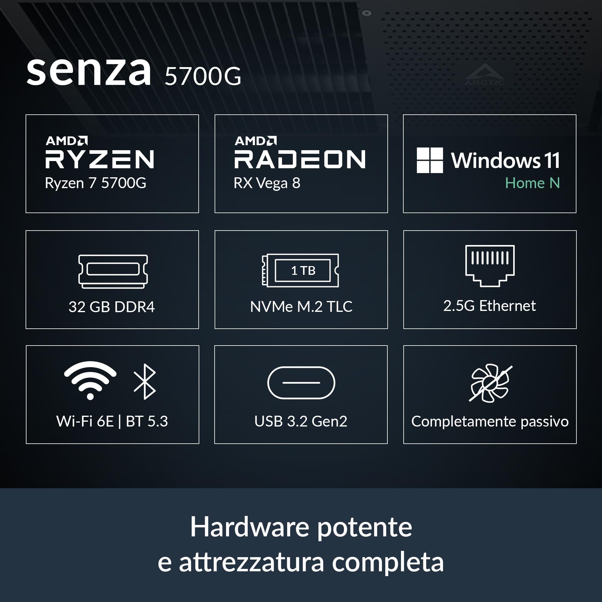 ARCTIC Senza 5700G - PC Montage sous Table, Refroidissement Passif