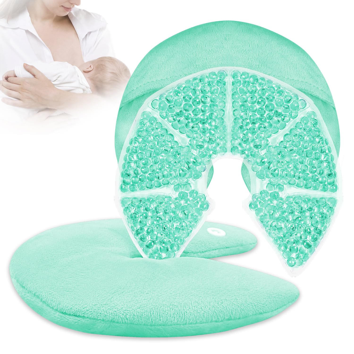 Almohadillas de pecho para lactancia materna, 2 paquetes, alivio para la lactancia, dolor de lactancia, mastitis, engorgement, hinchazón, conductos tapados, aumenta la caída de leche y