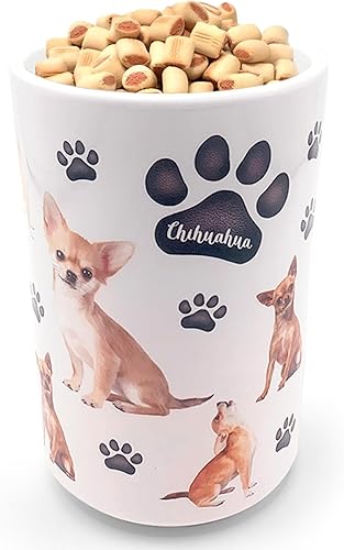 Greenline Goods Juego de recipientes de cerámica prémium para perros  Recipiente hermético para Chihuahua para golosinas frescas, tarro de cerámica