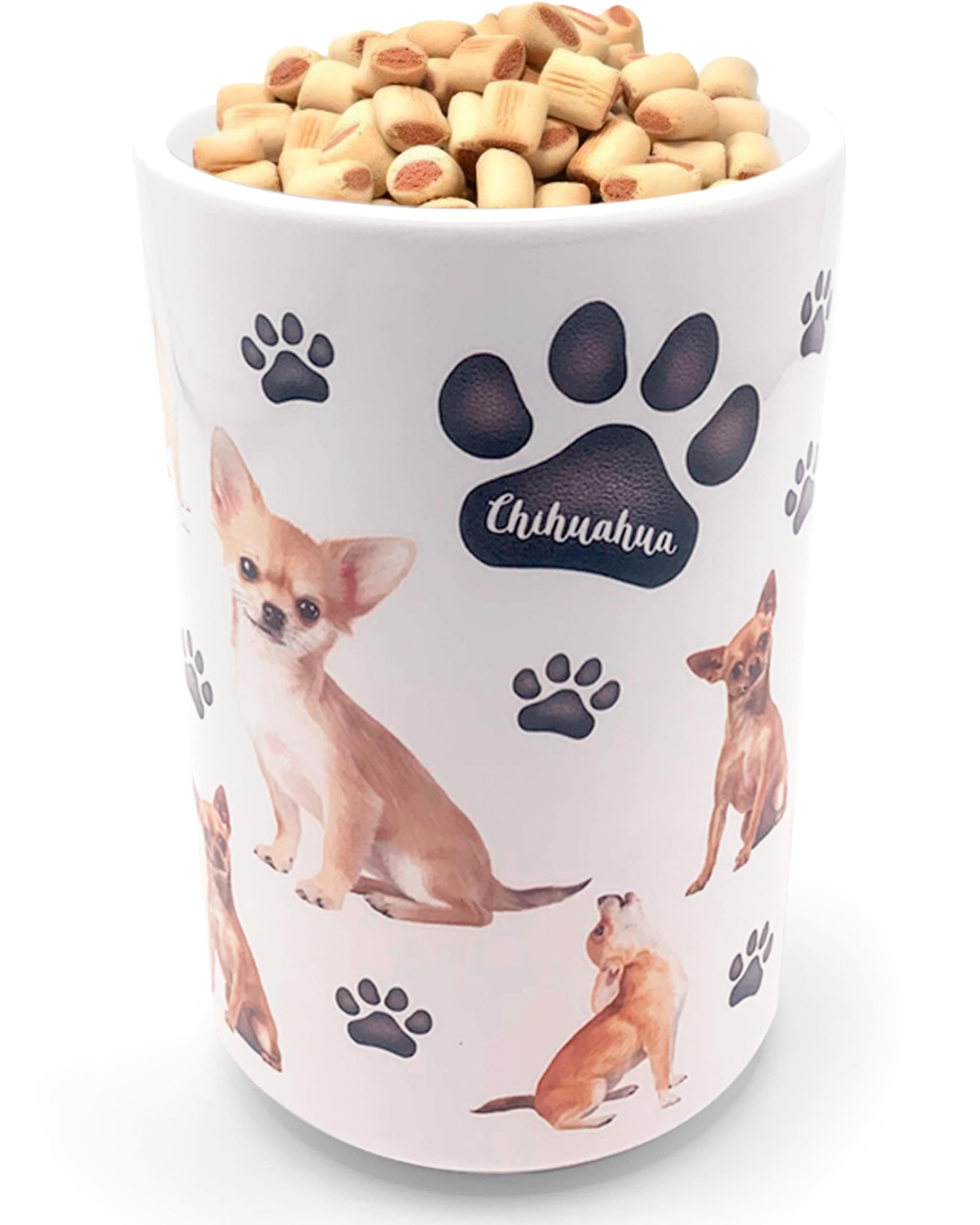 Greenline Goods Premium Dog Treat Ceramic Canister Set – Chihuahua Airtight Canister for Fresh Treats, Ceramic Jar & Containers with Lids, Farmhouse