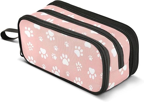 J JOYSAY Cats Paw Pink Pencil Case Large Big Capacity Pencil Storage Box for Girls Boys Makeup Bag for Adults Office Women