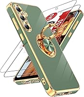 Vista 132 de LeYi para Funda de Teléfono Samsung Galaxy A13-5G: Protector de Pantalla de Vidrio Templado, Soporte Magnético Giratório de Anillo 360°, Borde Negro