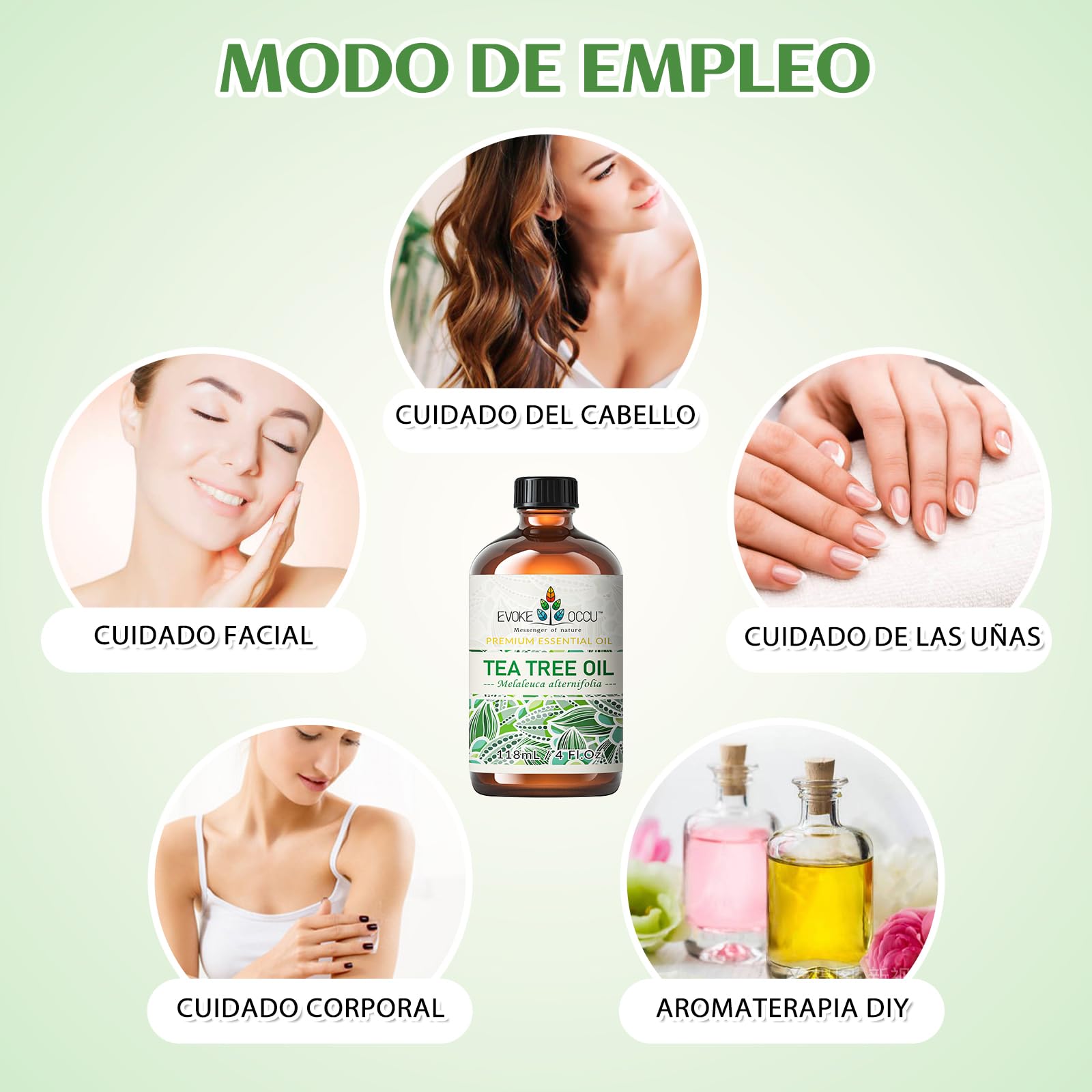EVOKE OCCU Aceite Esencial de Árbol de Té 118ml, Aceite Puro de Árbol de Té para Difusor Piel Cabello Cuerpo Cuidado de Uñas — view 6
