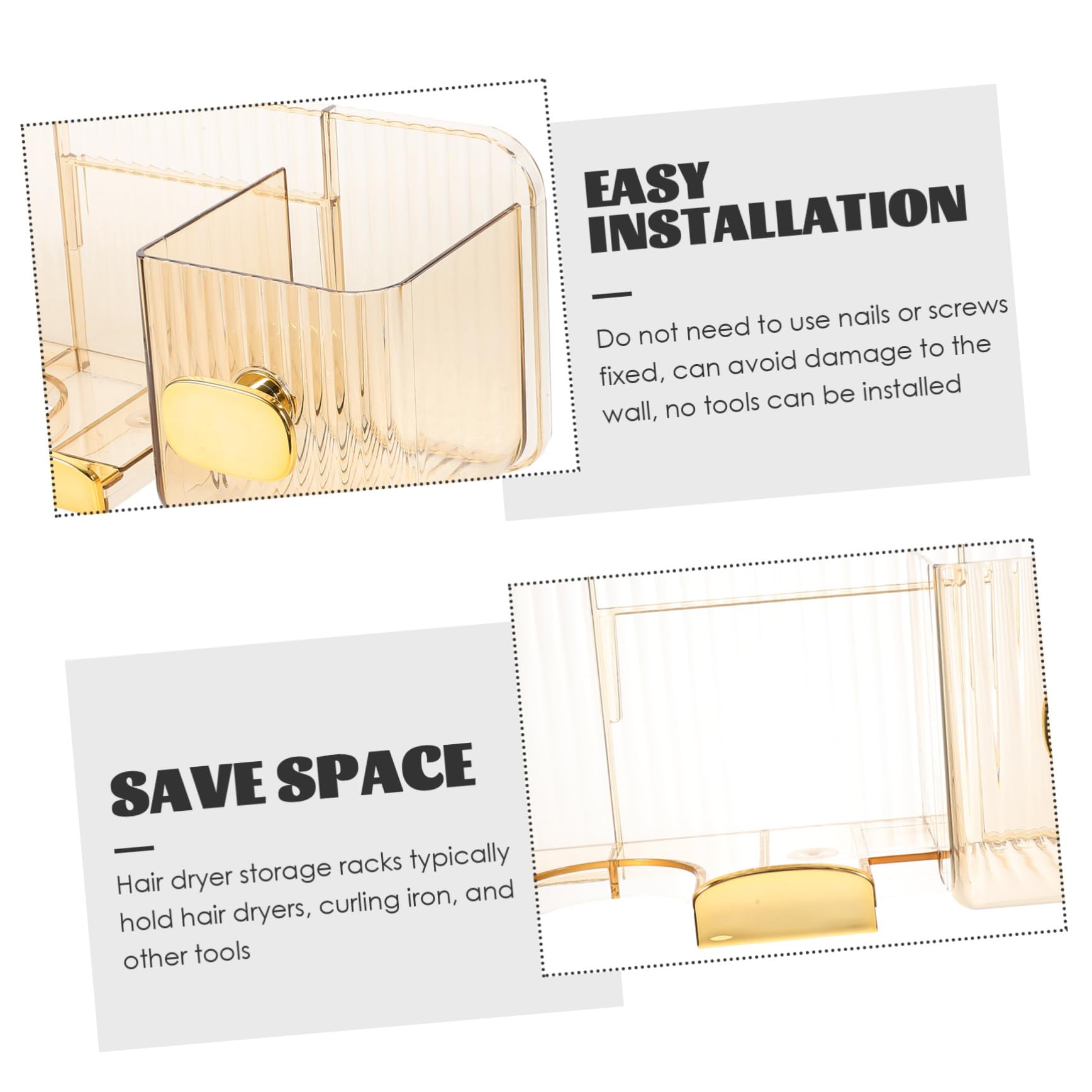 AUTSUPPL Hair Dryer Holder Wall Mounted Hair Tool Organizer for Home No Drill Blow Dryer Storage Rack Hairdressing Tool Storage Holder for Bathroom Vanity