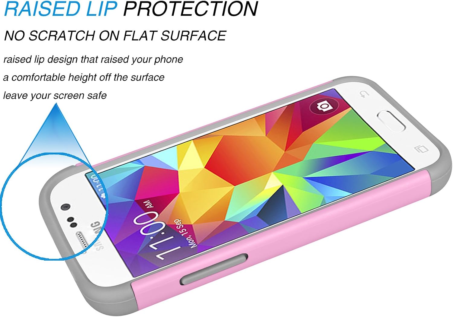 Tekcoo Core Prim Case, (TM) [Tmajor Series] [Baby Pink] Shock Absorbing Hybrid Rubber Plastic Impact Defender Rugged Hard Protective Case Cover Shell for Samsung Galaxy Core Prim/Prevail LTE
