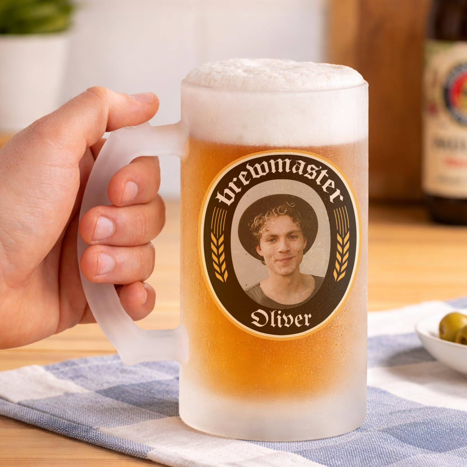 Wanapix | Boccali da Birra Opachi | Personalizza con Nome | Vetro Satinato | 500 ml | Lavabile in Lavastoviglie | Monaco
