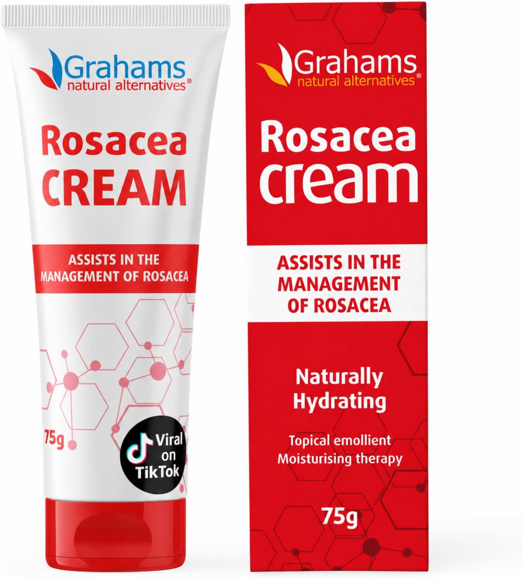 Grahams Natural Rosacea Treatment for Face Redness Moisturizer - Clinically Proven Anti Redness Face Cream to Soothe & Reduce Flare Ups - Natural, Hypoallergenic, Steroid-Free (2.64 fl oz)