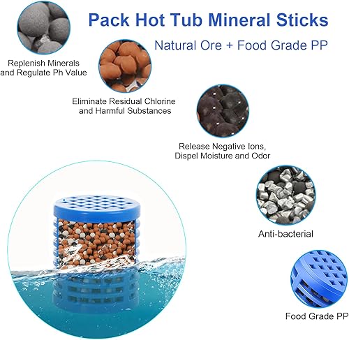 Miniatura 3 de Inlisy Paquete de 2 palitos minerales para bañera de hidromasaje, aptas para filtros de spa Intex S1 y tipo VI, limpia y aclara la duración de 4