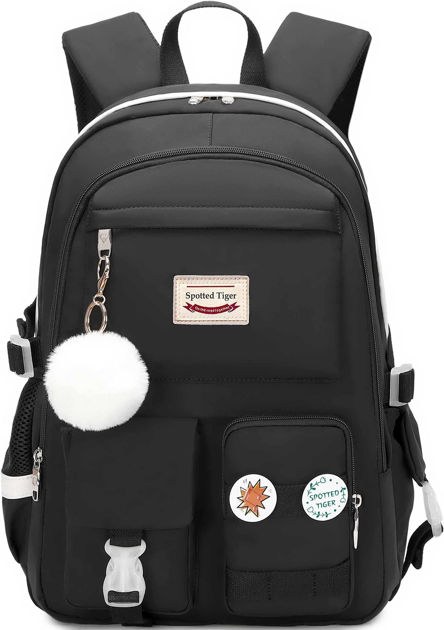 - Girls Backpack Aesthetic Backpack for Teen Girl Cute School Bag Bookbag Anime School Backpacks for Girls (Black)