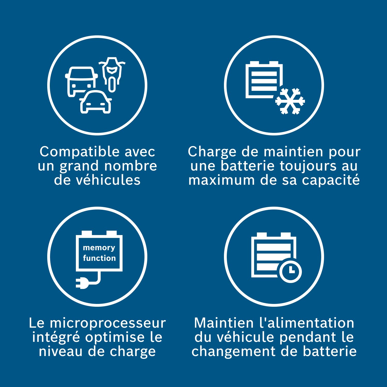 Bosch C80-Li Chargeur de Batterie Bosch C80-Li - 15 Ampères avec Fonction de Maintien - pour Batteries 6V/12 V Plomb-Acide, AGM, EFB, Gel, SLI et 12 V Lithium (LiFePO4)