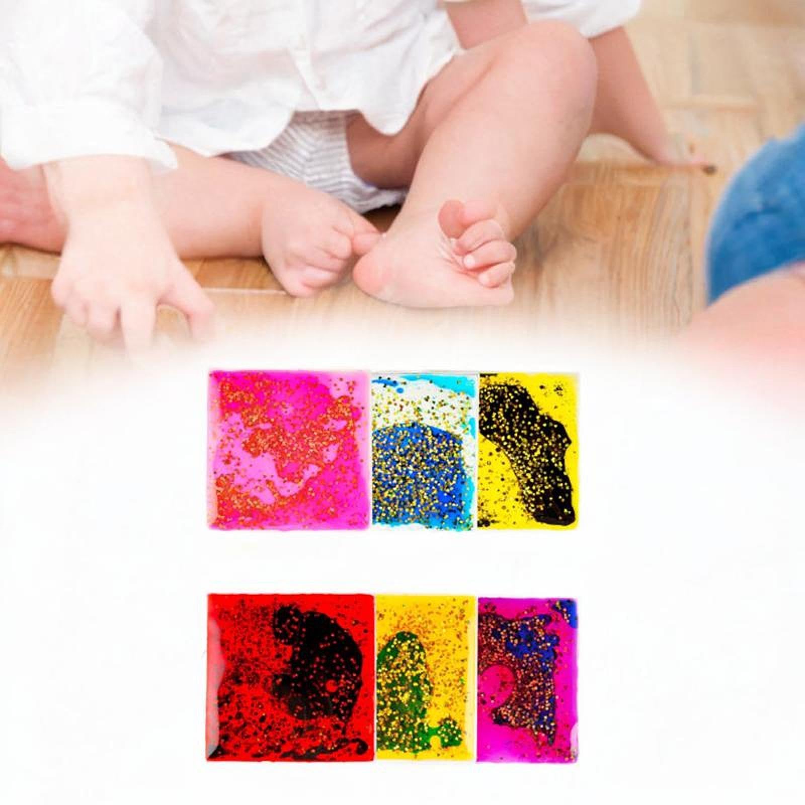 6 Stück Sensory Gel Liquid Spielzeug für Kinder mit Weicher TPU Beschaffenheit Fidget Flüssigkeitsbewegung Spielmatte Wasser Aktivitätspad Visuelle Un, Quadrat