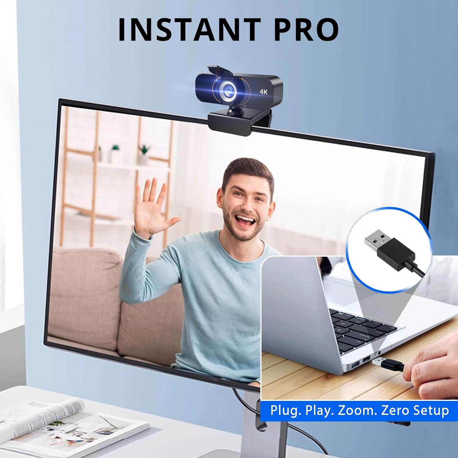 Webcam for pc, Camera for Computer/Laptop/Light Correction/Microphone, Web cam for Streaming/Gaming/Online Classes/Conferences/Video Callings,Updated HD 4K Webcam