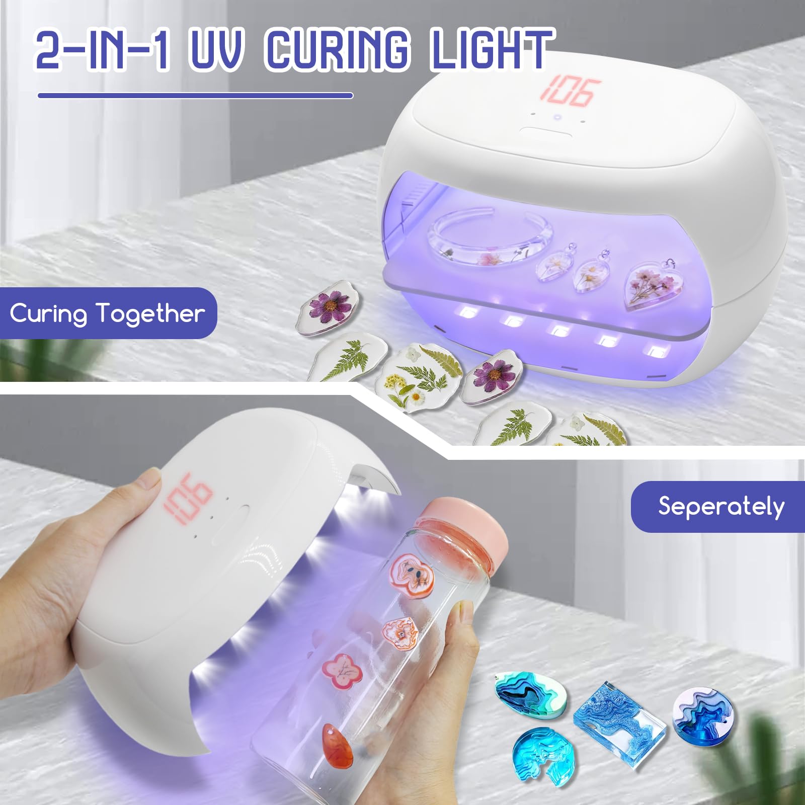 thumbnail: Dubbelzijdige UV-Harslamp Met LED Display - 3 Timers Voor Snelle Uitharding Van Hars, Sieraden & Vormen