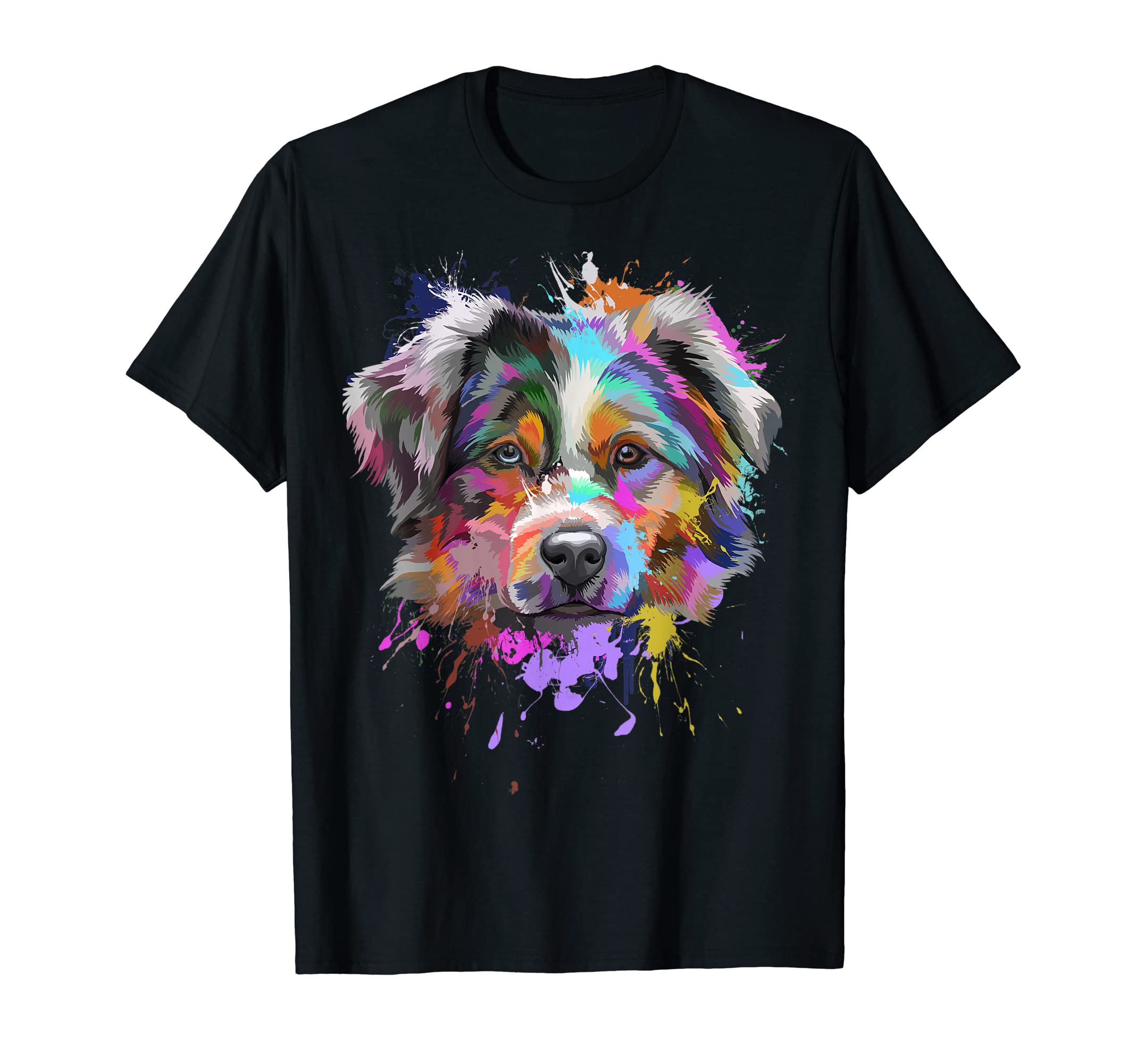Pupbeats Australian Shepherd ApparelSplash Art Australian Shepherd | Aussie Lover Gifts T-ShirtOEKO-TEX STANDARD 100