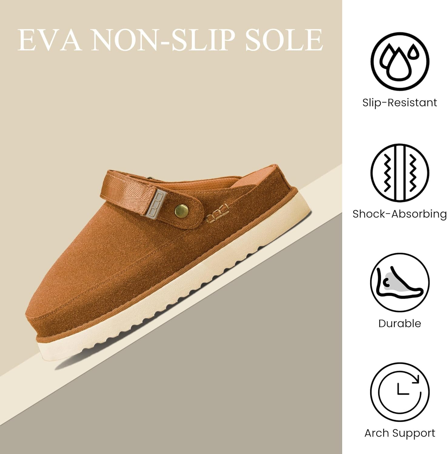 Women's Clogs Slip-On Mules Slippers with Adjustable Strap Non-Slip Sole Memory Foam Comfortable Women Platform Clog - Image 3